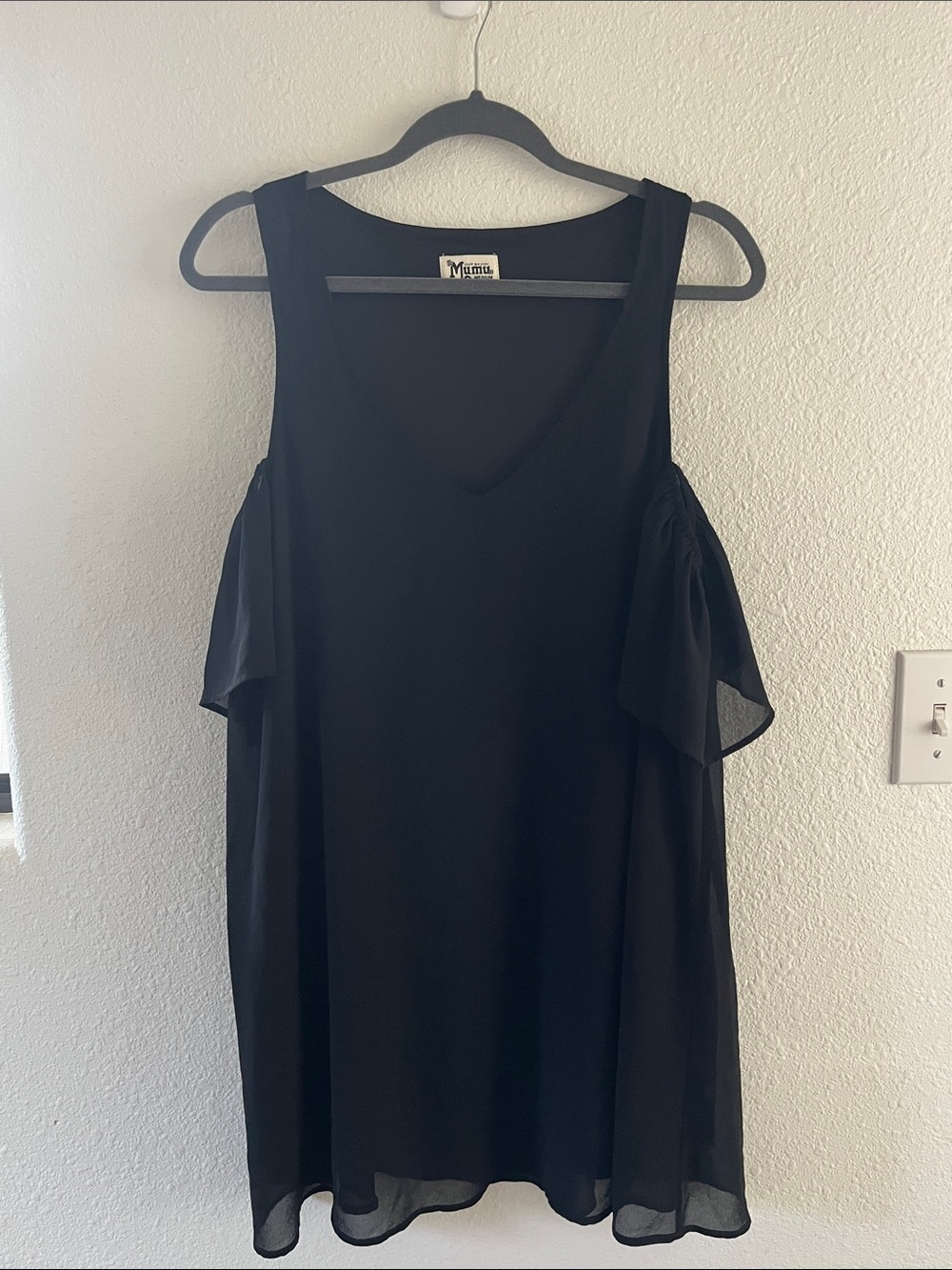 Show Me Your MuMu Black Cold-Shoulder V-Neck Mini Dress